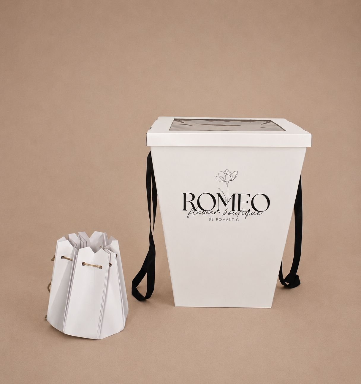 Romeo Flower Boutique signature luxury gift box packaging